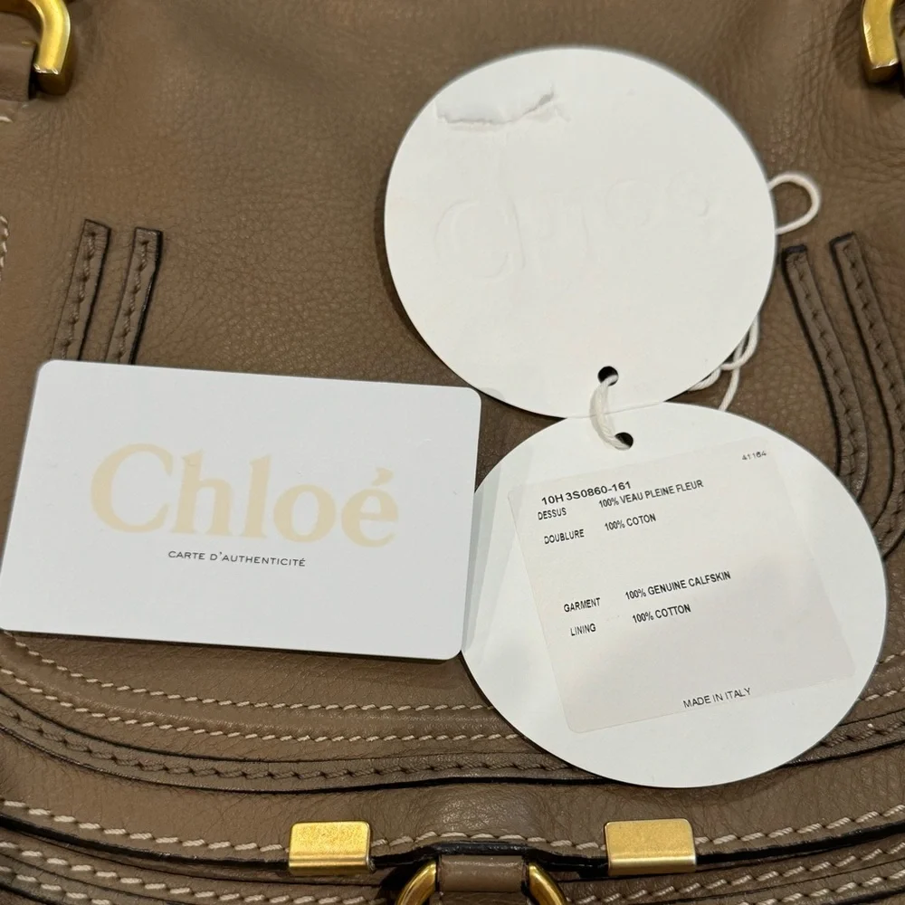 Chloe Medium Marcie double carry handbag purse in nut leather brown taupe - Picture 14 of 17